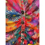 Natural Life  Women's Carina Mesh Top Floral Print Button Front Boho Retro Y2k L Photo 7