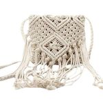 Crocheted Tassel Shoulder Purse Bohemian Crossbody Bag Tan Photo 0