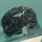 Set 3 Adjustable Wire Cuff Multicolored Glass Hematite Tigers Eye Bead Bracelets Black Photo 3