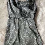Lulus LULU’S SPOT IN MY HEART GREY POLKA DOT SILK COWL NECK MINK DRESS Photo 4