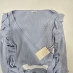 Tularosa Ruffle Wrap Cardi in Baby Blue Small Photo 4