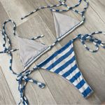 Andi Bagus Bikini striped triangle high rise cheeky womens Blue White small med Photo 1