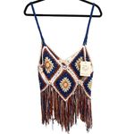 NWT Rebellion Again Granny Square Crochet Fringe Tank Top S Boho Festival Hippie Multiple Photo 0