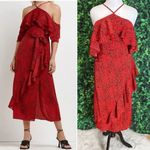 River Island  red ruffled animal print cold shoulder midi dress 10 Photo 1