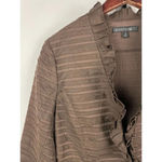 Lafayette 148 New York Women's Brown Linen Ruffle‎ Stripes Open Jacket Blazer 6 Photo 2