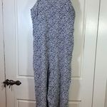 Gap Navy Floral Cami Jumpsuit Women Size 6 Wide Leg Linen Blend Feminine Summer Photo 0