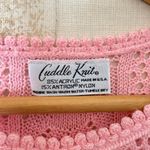 Vintage 60s 70s Cuddle Knit pink eyelet cable knit coquette cottagecore sweater Size M Photo 4