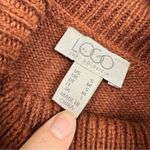 LOGO By Lori Goldstein Logo Lori Goldstein Brown Animal Print Trim Cowl Neck Tunic Sweater Womens S Photo 5