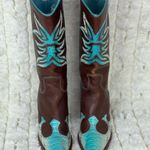 Para Raio Western Barn Hard To Find Brown,Teal Snake Skin Cowboy Boots, Size 7 Brown Photo 13
