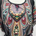 Funky People Black & Jewel Tones Paisley Boho Flutter Sleeve Tie Waist Dress L Size L Photo 4