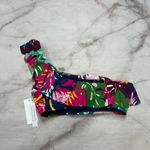 Bleu Rod Beattie  Ohe Shoulder Cropped Bikini Top Size 8 Floral Tropical Blue New Photo 4