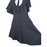 Voodoo Vixen Black Flutter Sleeve Button Front Tie Back Cutout Dress Size L Size L Photo 2