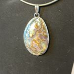 18 inch abalone platinum over sterling silver large pendant on Omega necklace.. Photo 5