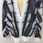 Koman oversized button up knit cardigan sweater size large Black Photo 2