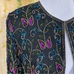 PAPELL BOUTIQUE EVENING Black Silk Beaded Cardigan Size L Size L Photo 2