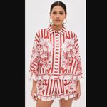 Farm Rio Red & White Floral Chains Shirt XS Photo 1