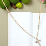 Gold Cubic Zirconia Cross Pendant Necklace for Women Photo 0