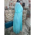 nightgown satin aqua lace V neck long Blue Size L Photo 5