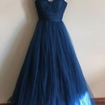 Tiffany Designs ‎ Navy Prom Dress Off Shoulder Size 8 Photo 0
