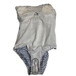 Nicole Miller Studio Bandeau One-Piece Swimsuit Size 8 NWT Blue White Stripes Photo 7