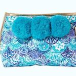 Lilly Pulitzer Oasis Pom Pom Seashell Printed Bag Clutch Turquoise Blue Photo 0