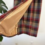 Talbots WORSTED WOOL Midi SKIRT WOMEN 16 Tan Red Plaid Academia Old Money Preppy Photo 5