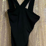 EXPRESS  Black Asymmetrical Strappy Jersey Knit Smooth Bodysuit XS Photo 0