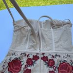 Bebe blush pink red floral lace bustier top straps midi dress sz 8 sexy Photo 14