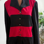 Kari's Place Vintage Blazer Red Black Color Block 90s Retro Button Up Jacket 8 Photo 0
