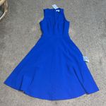 Dress the Population Catalina Fit Flare V-Neck Crepe Dress Electric Blue XS Photo 4