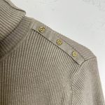 Calvin Klein turtleneck sweater with gold buttons beige tan khaki ribbed Size L Photo 6