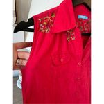 Ginger Red Embroidered Sleeveless Mini Dress Button Down Size Medium Photo 1