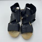 Eileen Fisher  Women's Black Leather Upper Willow Wedge Sandals Size 8.5 Photo 1