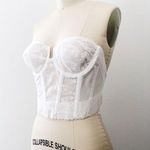 vintage • white lace cropped bustier corset strapless sheer sexy longline bra Size undefined Photo 1