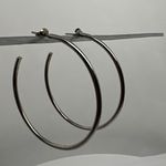 Silver Tone Hoop Earrings Large Thin Lightweight Minimalist Jewelry Pierced Ears Photo 8