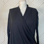Alice + Olivia  Air Top Long Sleeve Blouse Faux Wrap‎ Draped Black Size Small Photo 3