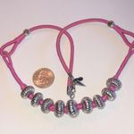 Rebecca Minkoff Pink Wrapped Cord & Silver Tone Beads Beaded Boho Necklace Photo 1
