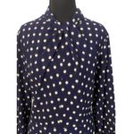 Maggy London Navy White Polka Dot Midi Dress Size 16 NWT High Neck Long Sleeve Blue Photo 1
