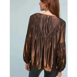 Anthropologie NWT Amadi Merry Metallic Lure Bronze Party Cocktail Blouse Photo 2