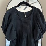 Free People  Black Puff Sleeve Tunic Blouse Photo 1