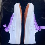Custom White Sneakers with Purple Laces Floral Design Mrs. Cuevas Size 39 (US 8) Photo 9
