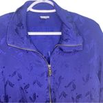 Duda International Navy Floral Bomber Jacket Zip Windbreaker Small Silk 90s 80s Blue Photo 1