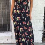 Forever 21 Classy Black floral maxi dress with open back and tie sz L Photo 0