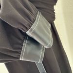 Karl Lagerfeld PARIS Women's Faux-Leather Black Trim Knit Button Down Shirt-Sz M Photo 10