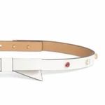 Kate Spade NWT $98 New York rhinestone bow belt Medium, TRUE WHITE Leather Photo 2