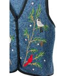 VTG Designers Originals Women’s 2X Embroidered Bird Cardinals Sweater Vest 90s Blue Photo 3