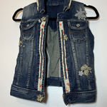 Dark Wash Distressed Embellished Distressed Denim Jean Vest XS Y2K Unbranded Blue Photo 0