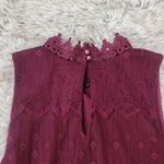 BCX  Mock Neck Fully‎ Lined Lace Tank Top Dark Red Size Medium Photo 5