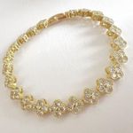 Gold Plated Cubic Zircorn clover Bracelet Stainless Steel Womens Jewelry Photo 3