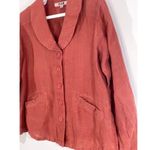 Flax  Burnt Orange Button Front Lagenlook Jacket Top 2 Pockets Size P US 4-6 Photo 2